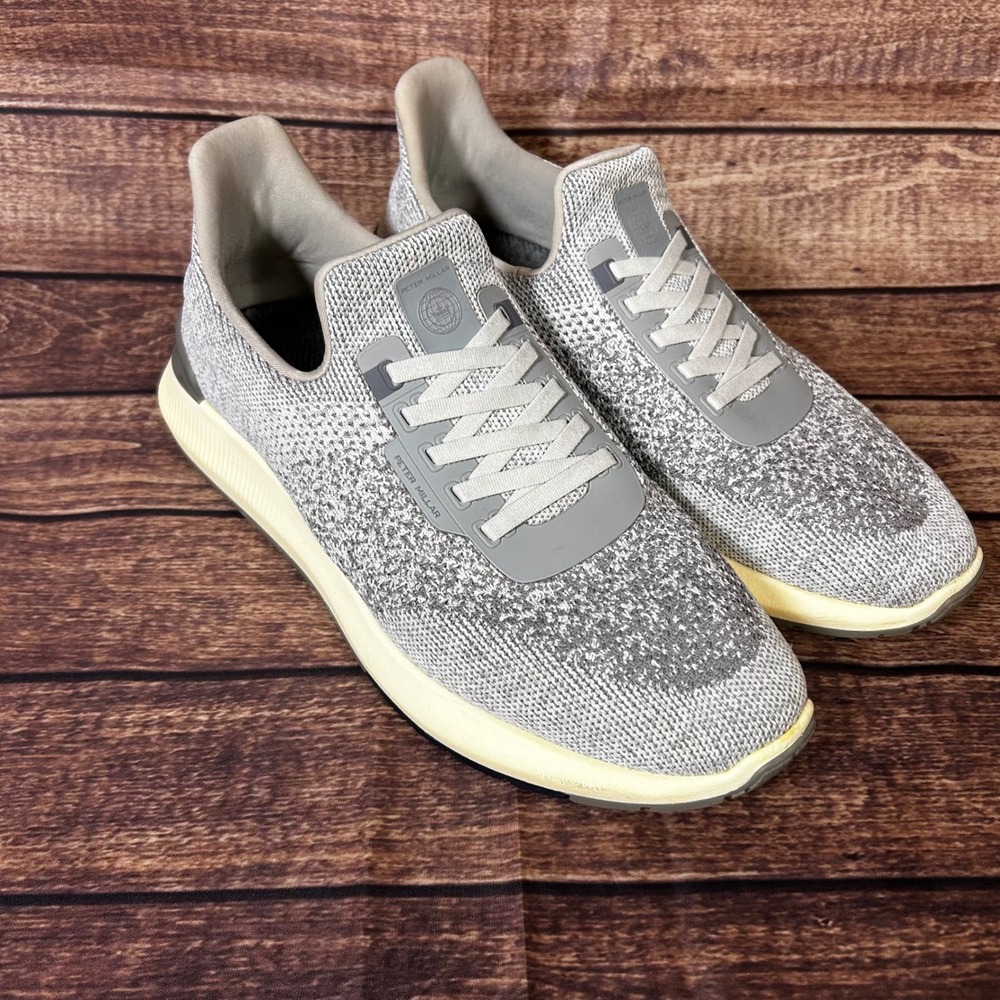 Peter Millar Hyperlight Apollo Gray Knit Men's Sneakers with Cream Sole